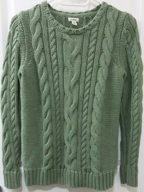 L.L. Bean Long Sleeve Cable Knit Crew Neck Fisherman Style Sweater - Size Small
